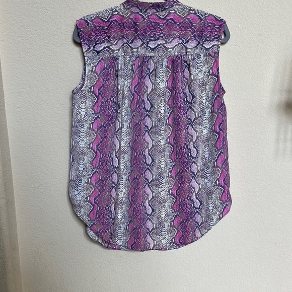 Worthington Purple and Gray Sleeveless Blouse with Mandarin Collar - Picture 7 of 7